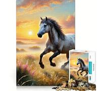 Puzzle da 1000 pezzi per adulti con cavallo bianco al tramonto,gioco di memoria divertente con componenti robusti e ben definiti, alleviare lo stress (38x26cm)