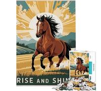 Puzzle da 1000 pezzi per adulti con cavallo che corre all'alba gioco educativo e rompicapo ideale come regalo di compleanno (dimensioni 38x26cm)