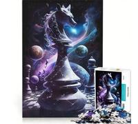 Puzzle da 1000 pezzi per adulti con cavallo degli scacchi nell'universo, gioco educativo, attività divertenti da fare a casa, lista dei desideri con Babbo Natale 50x75cm