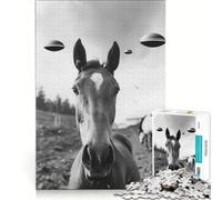 Puzzle da 1000 pezzi per adulti con cavallo e UFO gioco educativo allena la mente e la mano collezione d'artista belle arti 50x75cm