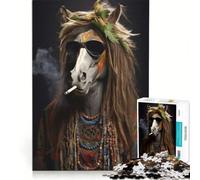 Puzzle da 1000 pezzi per adulti con cavallo hippie che fuma gioco interattivo interazione genitore-figlio ideale come regalo per tutta la famiglia 38x52cm