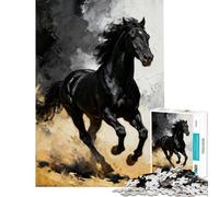 Puzzle da 1000 pezzi per adulti con cavallo nero al galoppo gioco per famiglie sfida per l'intelligenza giocattolo avvincente ottimo regalo per il divertimento in famiglia (dimensioni 38x26cm)