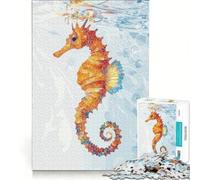 Puzzle da 1000 pezzi per adulti con cavalluccio marino colorato nell'acqua, gioco educativo, difficile e stimolante, gioco unico e avvincente 38x52cm