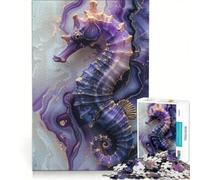 Puzzle da 1000 pezzi per adulti con cavalluccio marino viola gioco educativo decorazione per la casa collezione d'artista belle arti 50x75cm