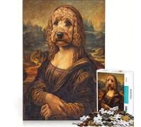 Puzzle da 1000 pezzi per adulti con Cavoodle, Cavapoo e Monna Lisa, gioco impossibile, ideale per passare il tempo durante le vacanze, regalo di compleanno o di viaggio 38x52cm