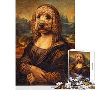 Puzzle da 1000 pezzi per adulti con Cavoodle Cavapoo e Monna Lisa Gioco interattivo per migliorare la memoria e ridurre lo stress Collezione d'artista opere d'arte (38x26cm)