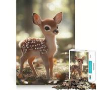 Puzzle da 1000 pezzi per adulti con cerbiatto nel bosco,dai bordi netti,gioco cognitivo divertente,gioco lento,regalo festivo per il tempo libero (38x26cm)