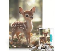 Puzzle da 1000 pezzi per adulti con cerbiatto nel bosco, gioco rilassante, impegnativo da completare, lista dei desideri con Babbo Natale 50x75cm