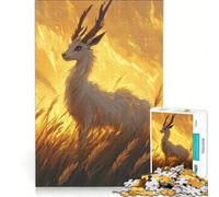 Puzzle da 1000 pezzi per adulti con cervo bianco nel fuoco gioco rilassante attività divertenti da fare a casa per rafforzare l'amore tra le coppie 38x26cm
