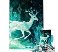 Puzzle da 1000 pezzi per adulti con cervo bianco nella foresta turchese Gioco divertente per adulti analisi e logica difficile e stimolante (dimensioni 50x75cm)