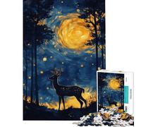 Puzzle da 1000 pezzi per adulti con cervo nel cielo notturno gioco rilassante da parete compleanno e Natale (dimensioni 38x26cm)