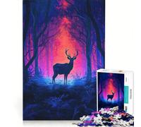 Puzzle da 1000 pezzi per adulti con cervo nella foresta mistica, gioco per famiglie, decorazione per la casa, adatto per la scrivania 38x52cm