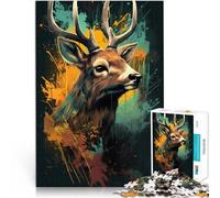 Puzzle da 1000 pezzi per adulti con cervo psichedelico come regalo puzzle, 26 x 38 cm, rafforza l'amore tra coppie, adatto per bambini e ragazzi dai 14 anni in su