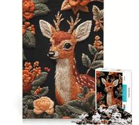 Puzzle da 1000 pezzi per adulti con cervo ricamato e fiori, gioco impossibile, sfida difficile, per rafforzare l'amore tra le coppie 38x52cm