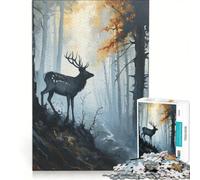 Puzzle da 1000 pezzi per adulti con cervo silvano gioco rilassante allena la mente e la mano compleanno e Natale 50x75cm