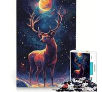 Puzzle da 1000 pezzi per adulti con cervo sotto il cielo illuminato dalla luna gioco rilassante impegnativo da completare da aggiungere alla lista dei desideri con Babbo Natale 38x26cm
