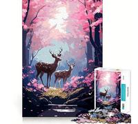 Puzzle da 1000 pezzi per adulti con cervo tranquillo nella foresta,pixel art,taglio preciso,divertente gioco di abilità mentale,svago,divertimento,attività per compleanno (50x75cm)