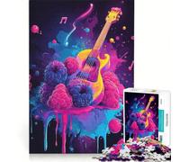 Puzzle da 1000 pezzi per adulti con chitarra dai colori vivaci bacche e musica giocattolo fai-da-te interazione genitore-figlio rafforza l'amore tra le coppie 38x52cm