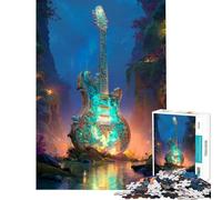 Puzzle da 1000 pezzi per adulti con chitarra decorata in un paesaggio incantato Puzzle per adulti giochi rilassanti regalo per donne interazione genitore-figlio (dimensioni 38x26cm)