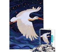Puzzle da 1000 pezzi per adulti con cicogna bianca che plana nel cielo stellato Aiuta ad allenare la mente ideale per le vacanze in casa o per passare il tempo in famiglia Giochi per ragazzi
