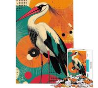 Puzzle da 1000 pezzi per adulti con cicogna e sfondo geometrico (non impegnativo da completare attività per famiglie giochi educativi per età 14+ gioco (38x52cm))