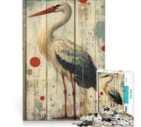 Puzzle da 1000 pezzi per adulti con cicogna su legno invecchiato gioco per tutta la famiglia divertente e spiritoso regalo di Natale o compleanno 50x75cm