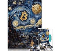 Puzzle da 1000 pezzi per adulti con cielo notturno e Bitcoin sfida difficile contro lo stress per migliorare l'amore tra coppie (50x75cm)
