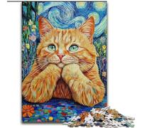 Puzzle da 1000 pezzi per adulti con cielo notturno e gatto arancione Puzzle impossibili per adulti 26X38cm Regalo perfetto per genitori, amanti e amici - Età 14+