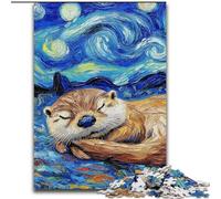 Puzzle da 1000 pezzi per adulti con cielo notturno e lontra,in legno,ideale per il divertimento in famiglia,il relax e come regalo di Natale,50x75cm,per adolescenti,perfetto regalo di Natale