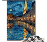 Puzzle da 1000 pezzi per adulti con cielo notturno e Torre Eiffel, per divertirsi in famiglia, perfetto per le vacanze e per serate di gioco interattive, 50x75cm