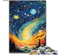 Puzzle da 1000 pezzi per adulti con cielo psichedelico colorato, in legno, perfetto come decorazione fai da te o regalo di compleanno 50x75cm per compleanni, vacanze, Natale, Halloween