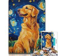 Puzzle da 1000 pezzi per adulti con cielo stellato e Golden Retriever, stimolante e stimolante, ideale come regalo per tutta la famiglia dai 14 anni in su, 38x26cm