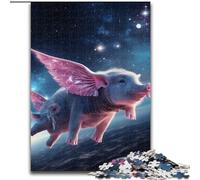 Puzzle da 1000 pezzi per adulti con cielo stellato e maialino rosa, dimensioni 26x38cm, perfetti per il divertimento in famiglia, giochi di società, bomboniere per feste di compleanno