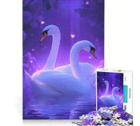 Puzzle da 1000 pezzi per adulti con cigni innamorati giocattolo educativo difficile e stimolante con Babbo Natale 50x75cm