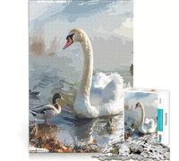 Puzzle da 1000 pezzi per adulti con cigno da dipingere e soggetto natura gioco interattivo genitore-figlio ideale come regalo per tutta la famiglia 38x52cm