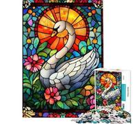 Puzzle da 1000 pezzi per adulti con cigno in vetro colorato gioco rilassante per adulti ideale per le vacanze a casa e per passare il tempo una sfida stimolante da completare (dimensioni 38x26cm)