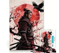 Puzzle da 1000 pezzi per adulti con ciliegie,corvi e samurai,gioco di precisione e divertente per sviluppare le capacità mentali,ideale per momenti di relax e come regalo di Natale (38x26cm)
