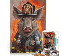 Puzzle da 1000 pezzi per adulti con cinghiale e pompiere giocattolo educativo rilassante e stimolante per l'intelletto ideale come regalo 50x75cm