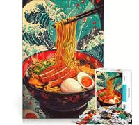 Puzzle da 1000 pezzi per adulti con ciotola di ramen e disegno a onde gioco impossibile analisi e logica per rafforzare l'amore tra le coppie 38x52cm