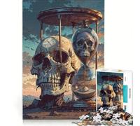 Puzzle da 1000 pezzi per adulti con clessidra a doppio teschio, giocattolo fai da te, divertente e spiritoso, compleanno e Natale 38x26cm