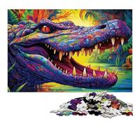 Puzzle da 1000 pezzi per adulti con coccodrillo del Nilo psichedelico, perfetto per Halloween, Natale e regalo di compleanno, 26X38CM/10,23x14,96 pollici.