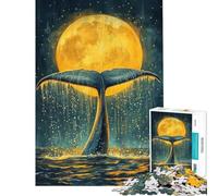Puzzle da 1000 pezzi per adulti con coda di balena sotto la luna gioco rompicapo di logica e analisi compleanno e Natale (dimensioni 50x75cm)