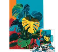 Puzzle da 1000 pezzi per adulti con colorata immagine di una pianta di Monstera Gioco di logica e analisi impegnativo adatto a ragazzi dai 14 anni in su 38x52cm