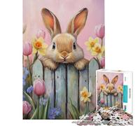 Puzzle da 1000 pezzi per adulti con coniglietto che sbircia oltre la recinzione Difficile e stimolante un'opera d'arte Gioco educativo adatto a persone dai 14 anni in su (50x75cm)