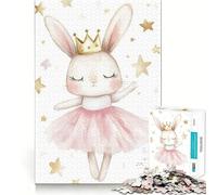 Puzzle da 1000 pezzi per adulti con coniglietto e ballerina e stelle,gioco di logica a incastro perfetto,divertente giocattolo,gioco gratuito,regalo di compleanno (50x75cm)