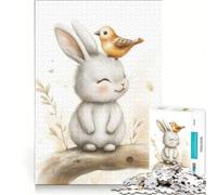 Puzzle da 1000 pezzi per adulti con coniglietto e uccellino amici, antistress, regalo di compleanno, compleanno e altre occasioni 38x26cm