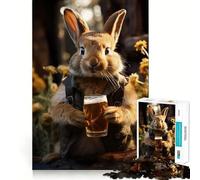 Puzzle da 1000 pezzi per adulti con coniglio amante della birra,disegno nitido,giocattolo creativo per lo sviluppo delle capacità,gioco per il tempo libero,regalo di Natale rilassante (50x75cm)