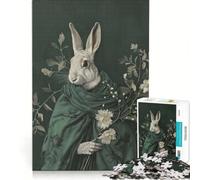 Puzzle da 1000 pezzi per adulti con coniglio in un giardino botanico gioco educativo decorazione per la casa collezione d'artista belle arti 38x26cm