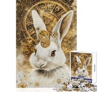 Puzzle da 1000 pezzi per adulti con coniglio steampunk e orologio gioco per famiglie decorazione da parete ideale come regalo (dimensioni 50x75cm)