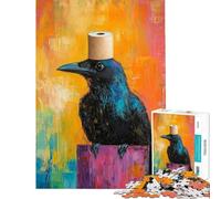 Puzzle da 1000 pezzi per adulti con corvo colorato e cappello arrotolabile ideale per giochi in famiglia giochi educativi e sfide regali per il Secret Santa e per migliorare la memoria (38x52cm)